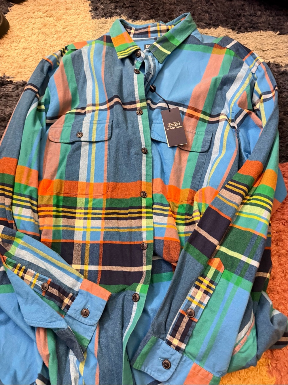 Polo Ralph Lauren Blue Multi-Color Plaid Button-Down Shirt